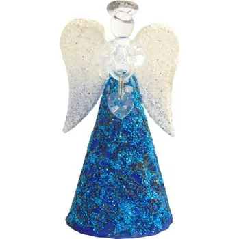 Vánoční dekorace Anděl 10cm ze skla modrý