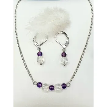 Náhrdelník Náhrdelník Ametyst s Křišťálem kuličky