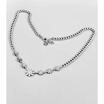 Náhrdelník Ocelový náhrdelník - Květiny celokovové mohutnější