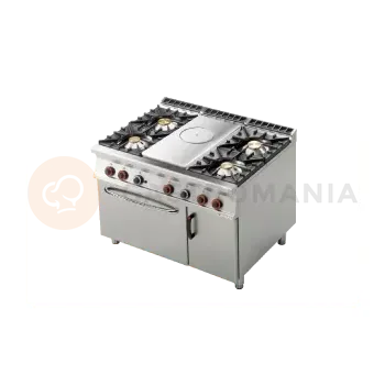 Sporák Sporák tálový plynový s 4 hořáky a elektrickou troubou 3x GN 1/1 | RM GASTRO, TPF4 912 GE