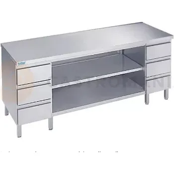 Příslušenství k židli Podstavec pracovního stolu 1600x700x850 mm, 2 police, 2 bloky po 3 šuplíky, bez pracovní desky | RILLING, ASG 0716U S3B0