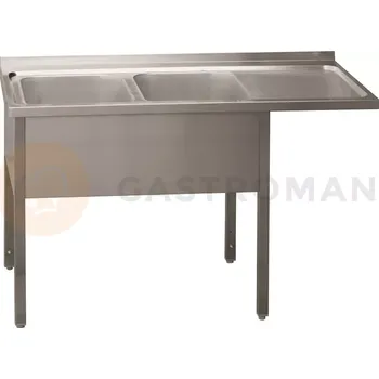 Nerezový dřez Nerezový mycí stůl s dvoukomorovým dřezem na levé straně bez police 2100x700x900 mm | REDFOX, MSDOP/M-210x70x90