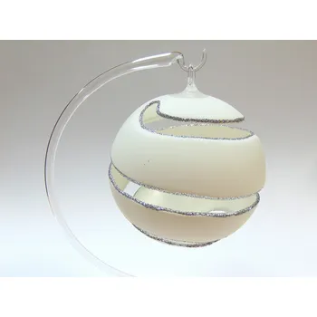 Vánoce Vánoční koule, spirála ze skla 12cm bílá/stříbrná bez stojanu