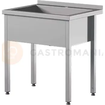 Nerezový dřez Přístěnný nerezový stůl s vanou, hloubka komory 400 mm 800x700x850 mm | ASBER, SBTW-874/1-PL