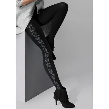 Dámské punčochy Vzorované bavlněné punčocháče AURA, černé, vel.M (CODE 377)