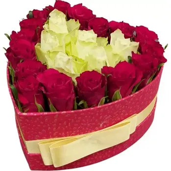umělá květina Krabička růží ROMEO červená 15x8cm