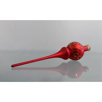 Vánoční ozdoba Vánoční špička 1229 červená mat dekor páv