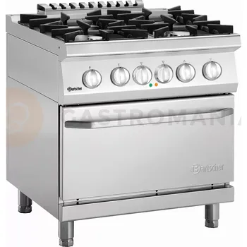 Sporák Plynový sporák s elektrickou troubou 2x 6,2 kW, 2x 8,5 kW, 5,4 kW, 800x690x920 mm | BARTSCHER, 70040 EB21