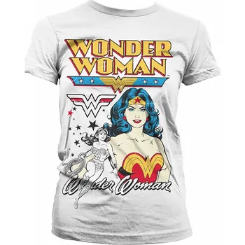 Nestandardní parfém Wonder Woman tričko, Posing Wonder Woman Girly White, dámské XXL