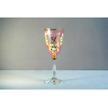 Sklenice Jubilejní sklenice na víno Angela 50 let (250ml růžová)