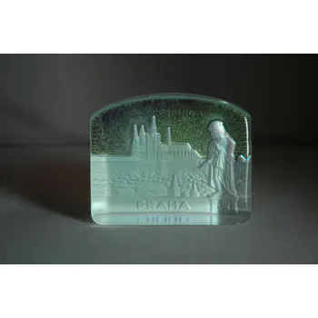 Skleněná plaketa Pražský hrad 11x10x3cm