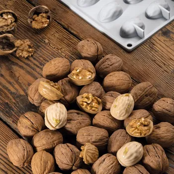 Kuchyňská sůl Silikonová forma na předkrmy, 18x ořechová skořápka 38x28x16 mm, 8 ml, 300x175 mm - GG015S | PAVONI, Nutshell