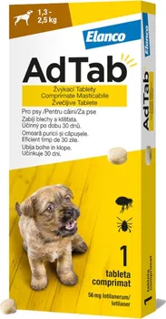 Antiparazitikum pro psa Elanco AdTab 56 mg pro psy 1,3-2,5 kg 1 tbl.