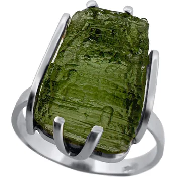 Prsten Stříbrný prsten s vltavínem P