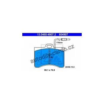 Brzdová destička Sada brzdových destiček ATE 13.0460-4907 (AT 604907) - CITROËN