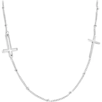 Náhrdelník Dámský náhrdelník dva křížky z chirurgické oceli S1016060