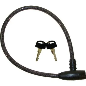 Zámek na kolo Zámek lanko M-WAVE 12x600mm zesílený,kouřový, 2 klíče.