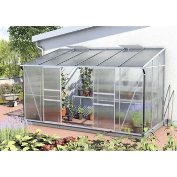 Zahrada Skleník ke zdi Vitavia Ida 7800 polykarbonát 6 mm 201 x 387 cm hliník