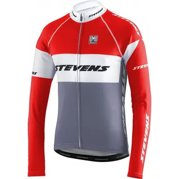 cyklistický dres STEVENS DRES EQUIPE ŠEDO/ČERVENO/BÍLÁ dlouhý rukáv L