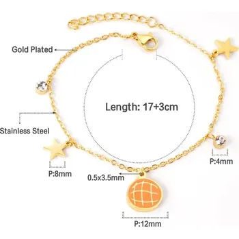 Náramek Nerezový náramek ve zlaté barvě s přívěsky - 426LG