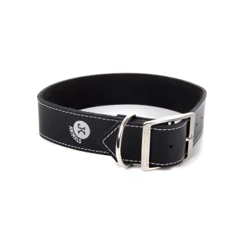 Obojek pro psa JK ANIMALS široký kožený obojek LUX podšitý 43 mm černý