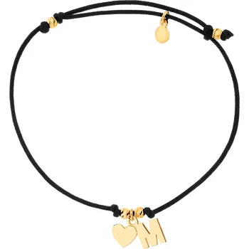 Náramek Pozlacený stříbrný náramek - písmeno M, srdce - AP530-2727