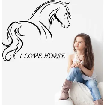 Samolepící dekorace Samolepka na zeď Kůň, I love horse (dekorace na zeď)