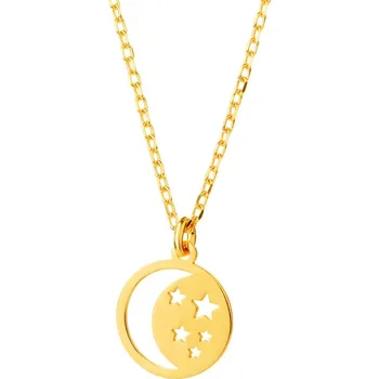 Náhrdelník Pozlacený stříbrný náhrdelník - půlměsíc, hvězdy - AP532-5427