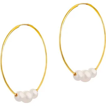 Náušnice Zlaté náušnice s perlami - kruhy, 22 mm - AP531-6660