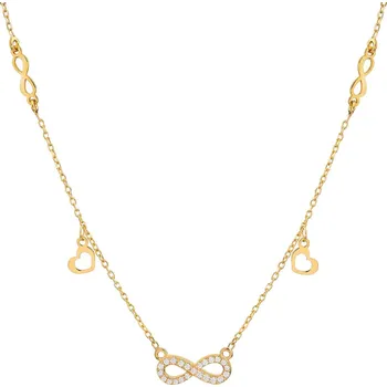 Náhrdelník Pozlacený stříbrný náhrdelník se zirkony - nekonečna, srdce - AP534-2824