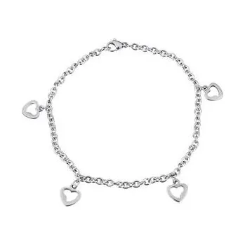Náramek OPA1614 Ocelový náramek se zavěšenými srdíčky, délka 22 cm