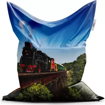 Sedací pytel Sedací vak Classic Vlak na mostě - Sablio - 150x100 cm