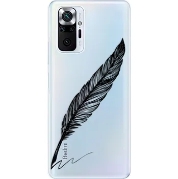 Pouzdro na mobilní telefon Odolné silikonové pouzdro iSaprio - Writing By Feather - black - Xiaomi Redmi Note 10 Pro