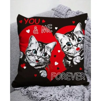Povlak na dekorativní polštářek Povlak na polštář " kočky v srdci"