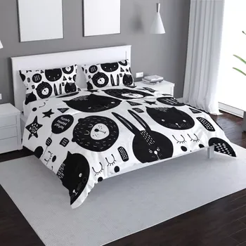 Povlečení Saténové povlečení Kočička a medvěd - Sablio - 140x200 / 90x70