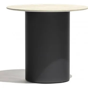 Zahradní stůl Branta nízké stoly keramika Ø55 písková - vzhled kámen šedozelená