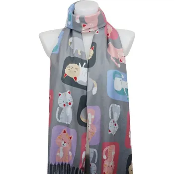 Šála Šála dámská roztomilé kočky, šedý