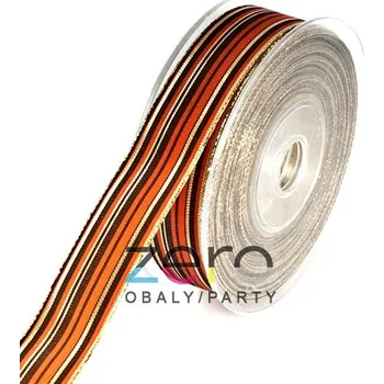 Stuha Stuha tkaná 2,5 cm x 10 m - pruhy zlaté, červené a hnědo-bordó