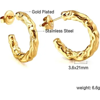 Náušnice Kruhové náušnice z chirurgické oceli ve zlaté barvě - 158G