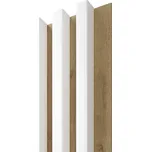 Dřevěná lamela LINEA SLIM 3 - bílá / dub 265x15x3 cm cena za balení