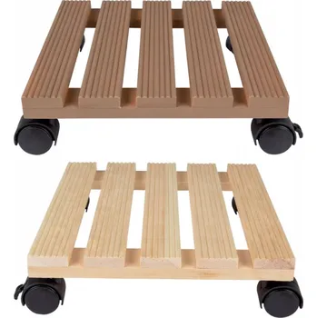 Stojan na květiny Maják Podstavec pod květináč pojízdný na kolečkách 29x29cm, dřevěný