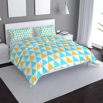 Povlečení Saténové povlečení Dvoubarevné trojúhelníky - Sablio - 140x200 / 90x70