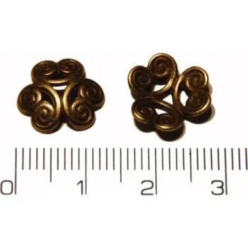 Materiál na výrobu šperku Kaplík zakončovací na korálky, 12x2mm, otvor 1,5mm (staromosaz)