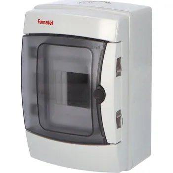 Rozvaděč FAMATEL Rozvodnice ACQUA 3904-T IP65, 4mod., na omítku, průhl. dveře, 215x141x110mm 39041