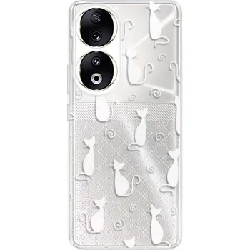 Pouzdro na mobilní telefon Odolné silikonové pouzdro iSaprio - Cat pattern 05 - white - Honor 90 5G