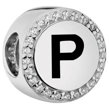 Přívěsek Stříbrný přívěsek Beads se zirkony - písmeno P - AP526-0569