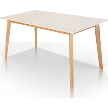 Jídelní stůl Bílý jídelní stůl masiv dub + MDF Vega 140x80