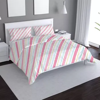 Povlečení Saténové povlečení Čtyřbarevné pruhy - Sablio - 140x220 / 90x70