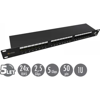 Patch panel 19" patch panel Solarix 24 x RJ45 CAT5E STP 1U SX24-5E-STP-BK-N