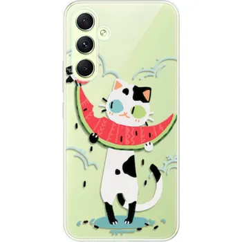Pouzdro na mobilní telefon Odolné silikonové pouzdro iSaprio - Cat with melon - Samsung Galaxy A54 5G